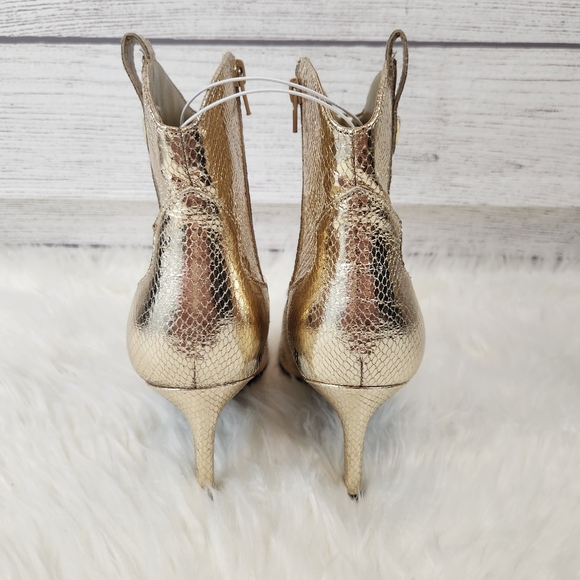 Guess Gold Mettalic Cowboy Stilleto Heeled Ankle Boot - Picture 2 of 5
